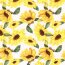 Baumwollpopeline Sonnenblumen - weiß