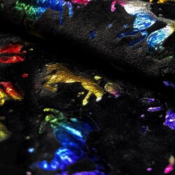Stretch_Samt Neon Einhorn - schwarz