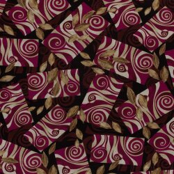Polyester Viskose Mix Discharge-Druck Wellen - weinrot