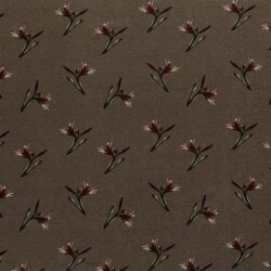 Polyester Viskose Mix Discharge-Druck Blumenzweig - taupe