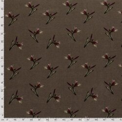 Polyester Viskose Mix Discharge-Druck Blumenzweig - taupe
