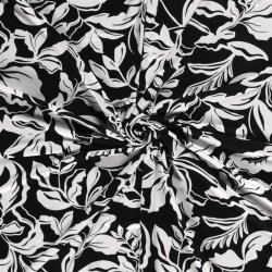 Viscose tricot bloemenvlecht - zwart