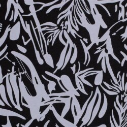 Viscose jersey abstract leaves - light blue