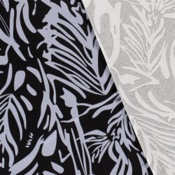 Viscose jersey abstract leaves - light blue