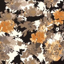 Viscose jersey abstract floral print - mustard