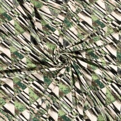 Viscose tricot abstracte driehoeken - groen