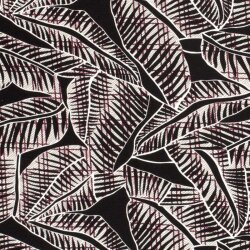 Viscose jersey abstract leaves - wine red