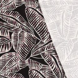 Viscose jersey abstract leaves - wine red