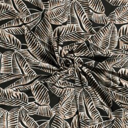 Viscose jersey abstract leaves - ochre