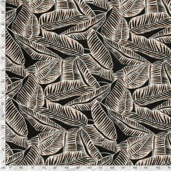 Viscose jersey abstract leaves - ochre