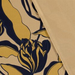 Viscose jersey abstract flower - beige