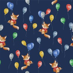 Softshell Digital Fox with Balloons - midnight blue