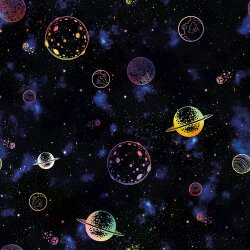 Softshell Digital Colourful Planets - black