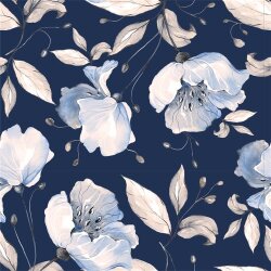 Softshell digitální velké květy - půlnoční modrá
