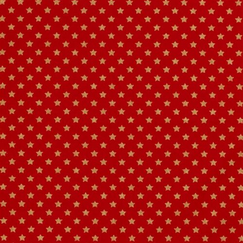 Cotton poplin foil print stars - red