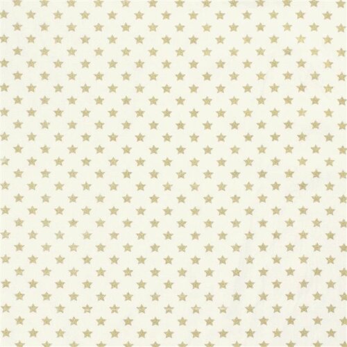 Cotton poplin foil print stars - wool white/gold