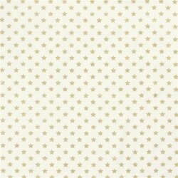 Cotton poplin foil print stars - wool white/gold