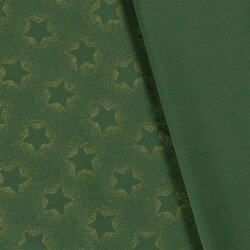 Popelín de algodón con estampado de estrellas grandes - Verde abeto