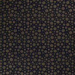 Cotton poplin foil print snowflakes - midnight blue