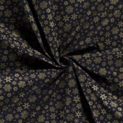 Cotton poplin foil print snowflakes - midnight blue