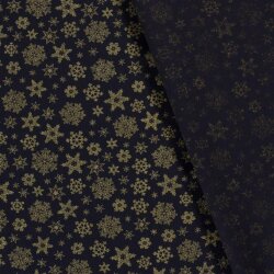 Cotton poplin foil print snowflakes - midnight blue