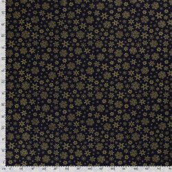 Cotton poplin foil print snowflakes - midnight blue