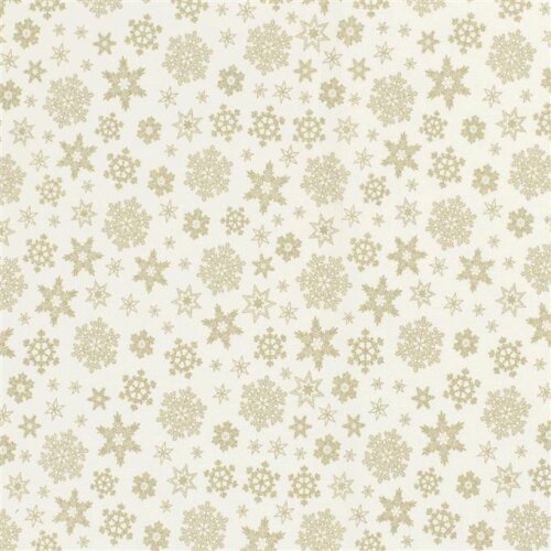 Cotton poplin foil print snowflakes- wool white