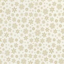 Cotton poplin foil print snowflakes- wool white