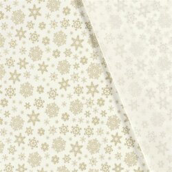 Cotton poplin foil print snowflakes- wool white