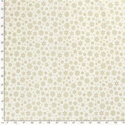 Cotton poplin foil print snowflakes- wool white