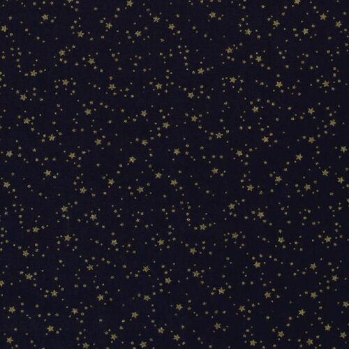 Cotton poplin foil print starry sky - midnight blue