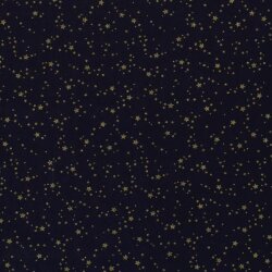 Cotton poplin foil print starry sky - midnight blue