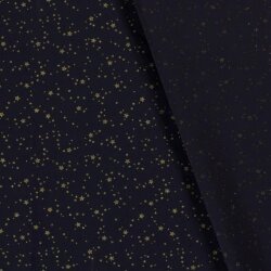 Cotton poplin foil print starry sky - midnight blue