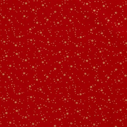 Cotton poplin foil print starry sky - red