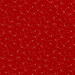 Cotton poplin foil print starry sky - red