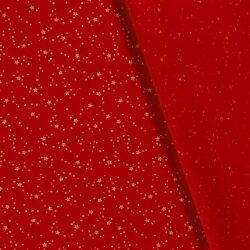 Cotton poplin foil print starry sky - red