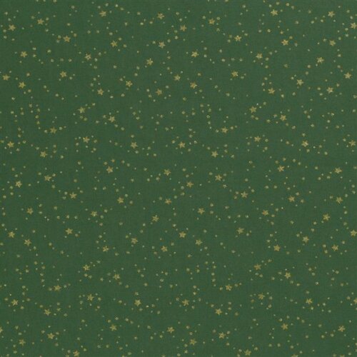 Cotton poplin foil print starry sky - pine green