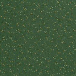 Cotton poplin foil print starry sky - pine green