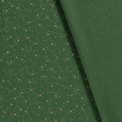 Cotton poplin foil print starry sky - pine green