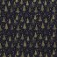 Cotton Poplin Foil Print Christmas Trees with Stars - Midnight Blue