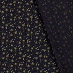 Cotton Poplin Foil Print Star Rain - Midnight Blue