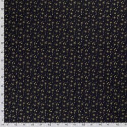 Cotton Poplin Foil Print Star Rain - Midnight Blue