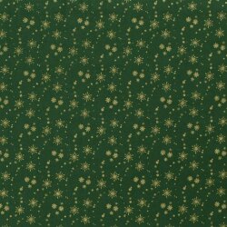 Cotton Poplin Foil Print Star Rain - Fir Green
