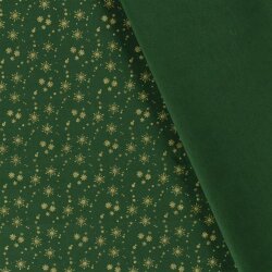 Cotton Poplin Foil Print Star Rain - Fir Green