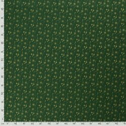 Cotton Poplin Foil Print Star Rain - Fir Green
