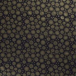 Cotton Poplin Foil Print Large Snowflakes - Midnight Blue