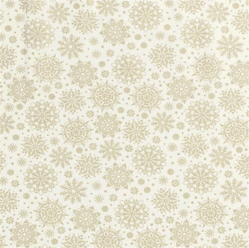 Popelín de algodón con estampado de copos de nieve grandes - Blanco crema
