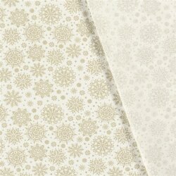 Popelín de algodón con estampado de copos de nieve grandes - Blanco crema