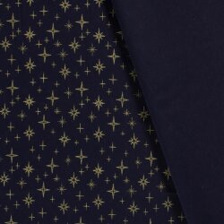 Popeline de coton imprimé étoiles scintillantes - bleu nuit