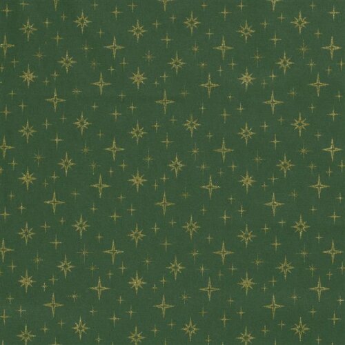 Popelín de algodón con estampado de estrellas brillantes - verde pino
